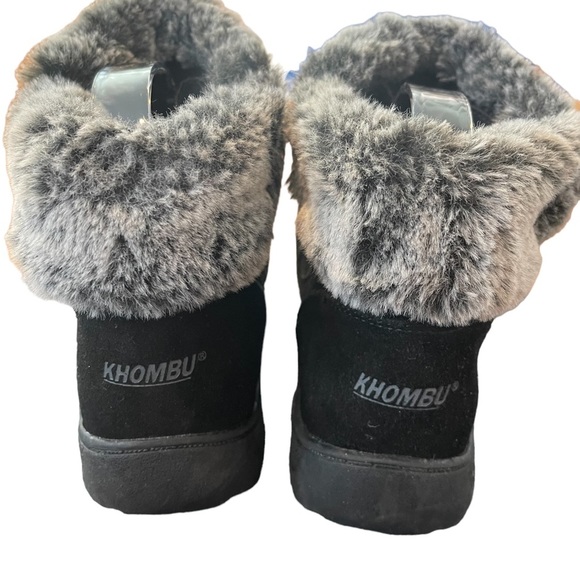 KHOMBU “Jessica” Black ankle booties with grey fur Size 9 - Picture 6 of 8